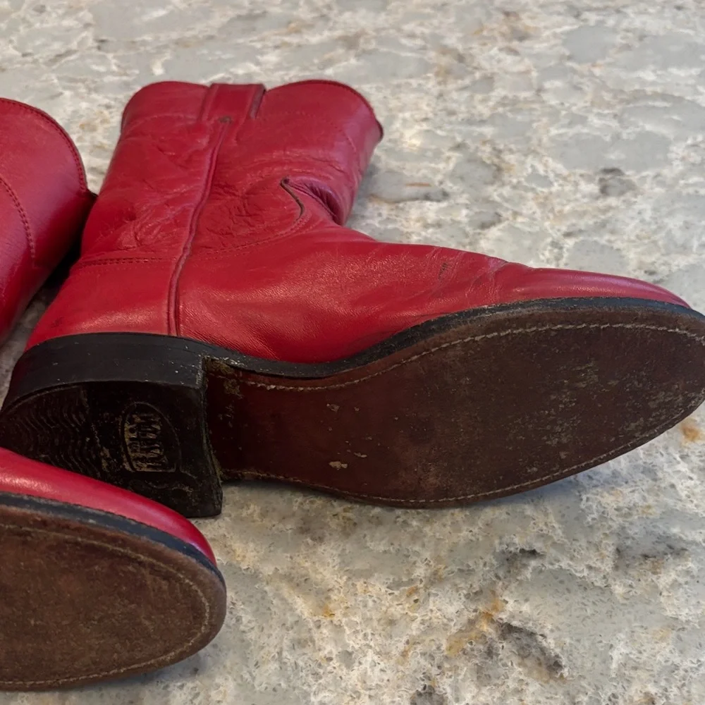 Justin Boots Red Heeled Women's Boots 4A - Picture 4 of 8